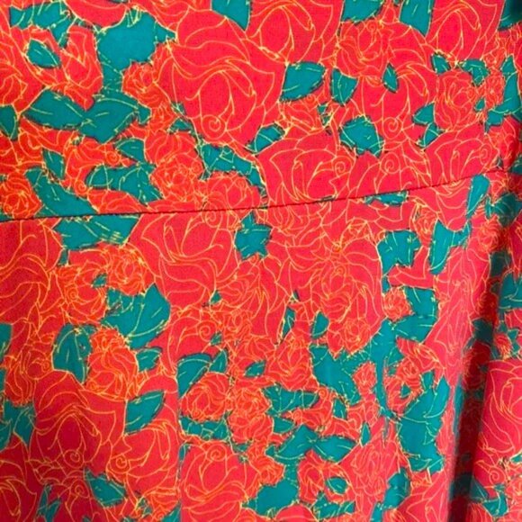 LuLaRoe Maxi Skirt Size XL A Line Floral Orange Green Roses Multicolored - Picture 2 of 3